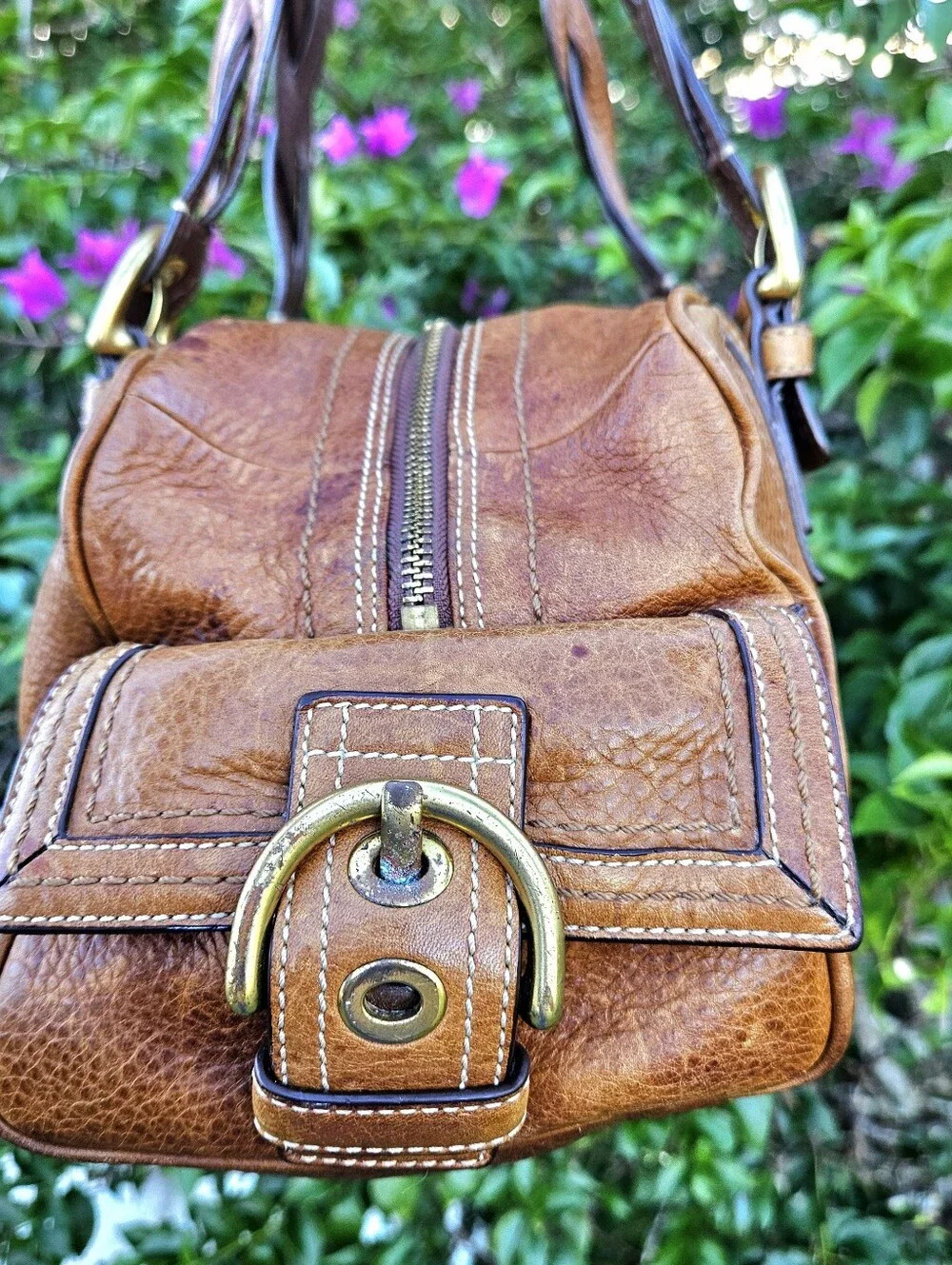 Coach Soho Mia 10048 Brown Leather Braided Handle Satchel Vintage Y2K Bag